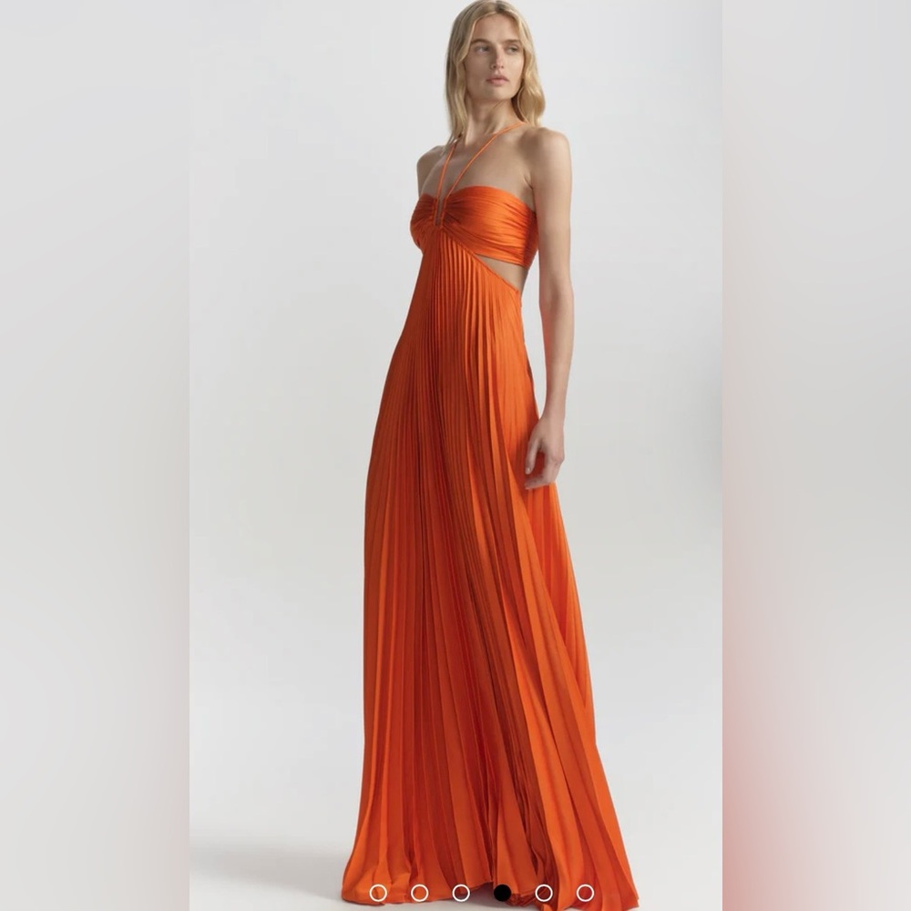NWOT A.L.C. Moira Satin Pleated Maxi Dress - Picture 2 of 7